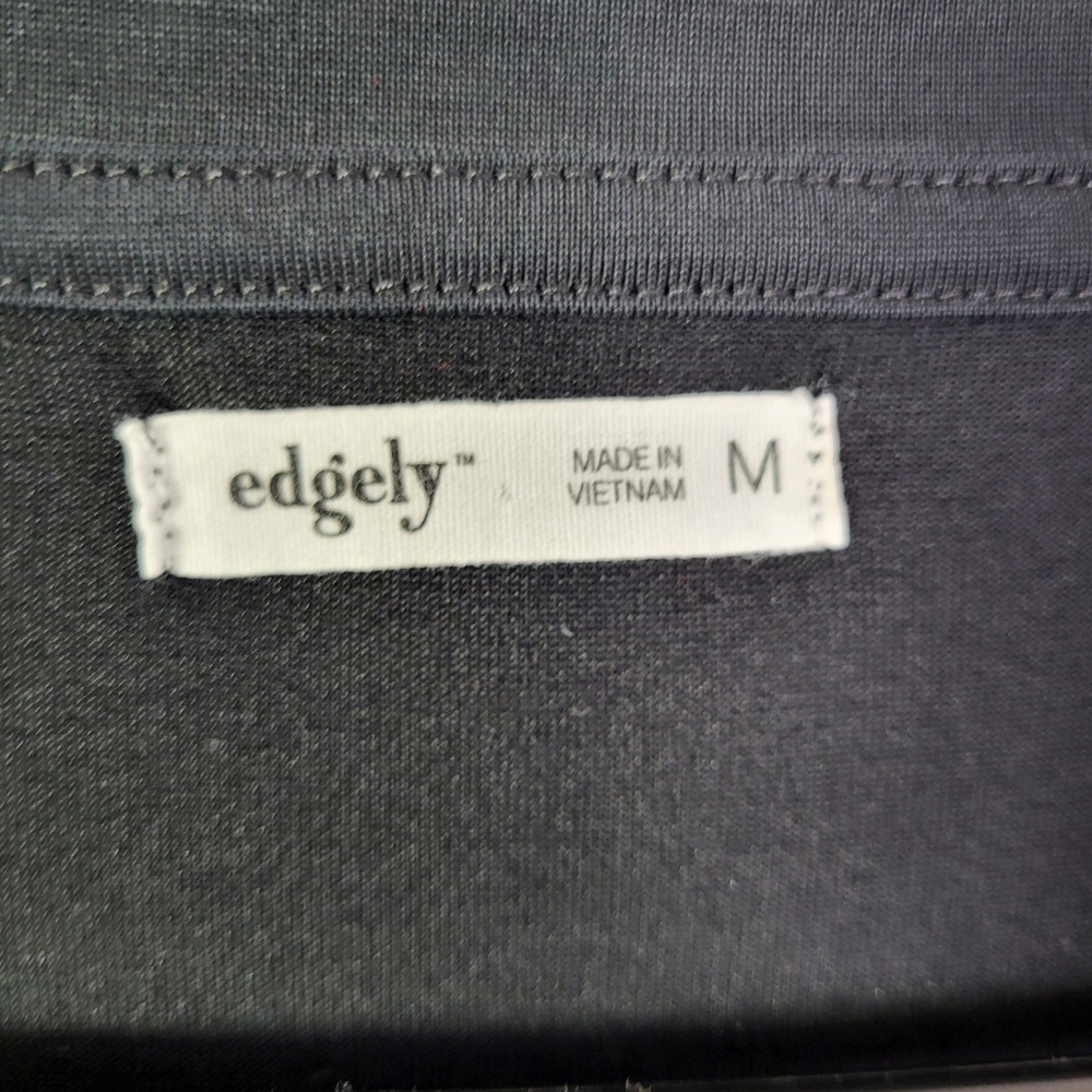 Edgely Black Side Knot V-Neck Top Womens Medium Modal Blend Cap‎ Sleeve Tee - Picture 3 of 5